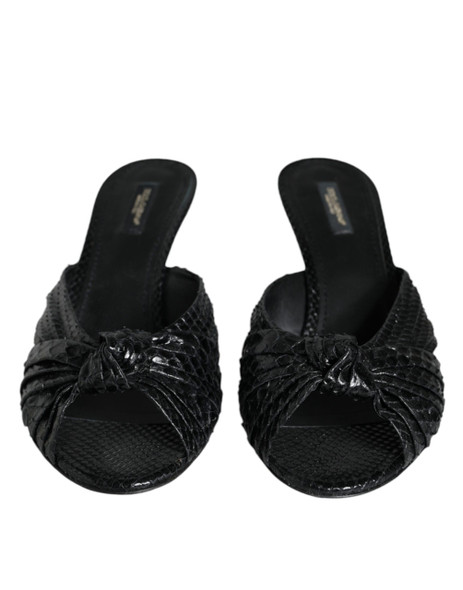 Black Leather Heels Slides Sandals Shoes LA11467 Black Leather Heels Slides Sandals Shoes LA11467