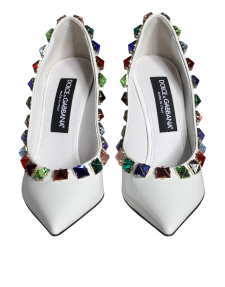 Dolce & Gabbana White Crystals Leather High Heels Pumps Shoes Dolce & Gabbana White Crystals Leather High Heels Pumps Shoes