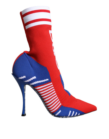 Dolce & Gabbana Red Blue Stretch Sock Style Ankle Boots Logo Shoes LA11433 Dolce & Gabbana Red Blue Stretch Sock Style Ankle Boots Logo Shoes LA11433