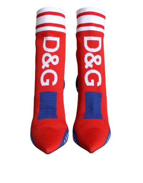 Dolce & Gabbana Red Blue Stretch Sock Style Ankle Boots Logo Shoes LA11433 Dolce & Gabbana Red Blue Stretch Sock Style Ankle Boots Logo Shoes LA11433