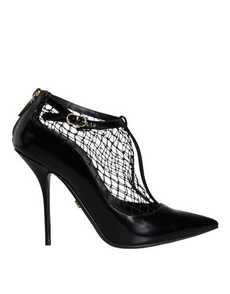 Dolce & Gabbana Black Mesh Patent Leather Heels Pumps Shoes Dolce & Gabbana Black Mesh Patent Leather Heels Pumps Shoes