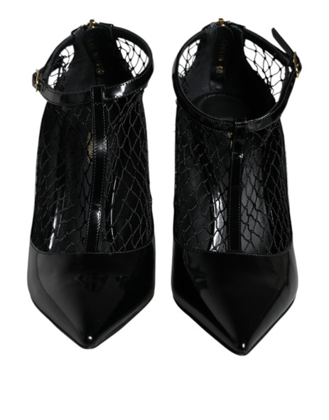 Dolce & Gabbana Black Mesh Patent Leather Heels Pumps Shoes Dolce & Gabbana Black Mesh Patent Leather Heels Pumps Shoes