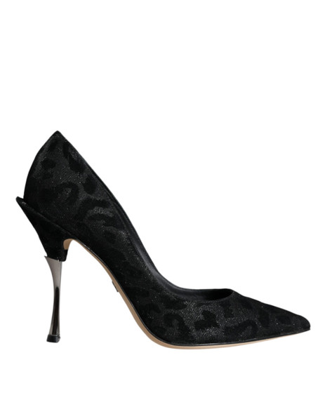 Black Leopard Lurex High Heels Pumps Shoes Black Leopard Lurex High Heels Pumps Shoes