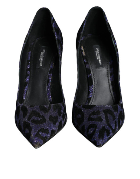 Violet Leopard Lurex High Heels Pumps Shoes Violet Leopard Lurex High Heels Pumps Shoes