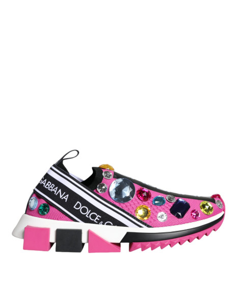 Dolce & Gabbana Pink Sorrento Crystals Low Top Sneakers Shoes Dolce & Gabbana Pink Sorrento Crystals Low Top Sneakers Shoes