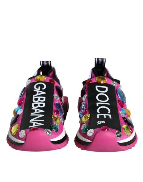 Dolce & Gabbana Pink Sorrento Crystals Low Top Sneakers Shoes Dolce & Gabbana Pink Sorrento Crystals Low Top Sneakers Shoes