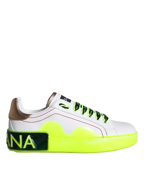 Dolce & Gabbana White Leather Portofino Low Top Sneakers Shoes LA11397 Dolce & Gabbana White Leather Portofino Low Top Sneakers Shoes LA11397