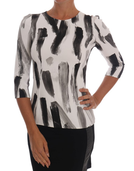White Black Striped Printed Blouse Top White Black Striped Printed Blouse Top