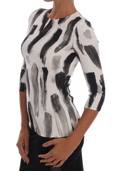 White Black Striped Printed Blouse Top White Black Striped Printed Blouse Top