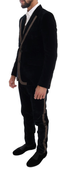 Dolce & Gabbana Blue Velvet Two Button Slim 3 Piece Suit Dolce & Gabbana Blue Velvet Two Button Slim 3 Piece Suit