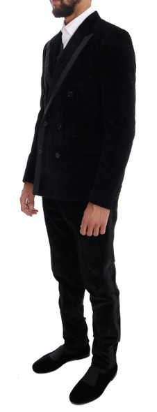 Dolce & Gabbana Black Velvet Slim Double Breasted Suit Dolce & Gabbana Black Velvet Slim Double Breasted Suit