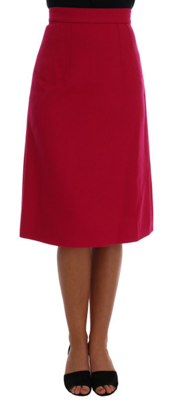 Dolce & Gabbana Pink Wool Knee Long A-Line Skirt Dolce & Gabbana Pink Wool Knee Long A-Line Skirt