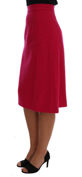 Dolce & Gabbana Pink Wool Knee Long A-Line Skirt Dolce & Gabbana Pink Wool Knee Long A-Line Skirt
