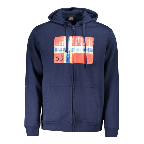 Blue Cotton Men Hooded Sweater Blue Cotton Men Hooded Sweater