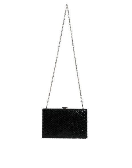 Black Leather Silver Frame Clutch Mini Crossbody Bag Black Leather Silver Frame Clutch Mini Crossbody Bag