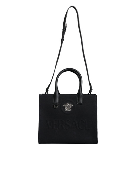 Black Top Handle Canvas Leather Logo Crossbody Tote Bag BAG1594 Black Top Handle Canvas Leather Logo Crossbody Tote Bag BAG1594
