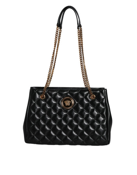 Black Quilted Nappa Leather Shoulder Chain Strap Bag Black Quilted Nappa Leather Shoulder Chain Strap Bag