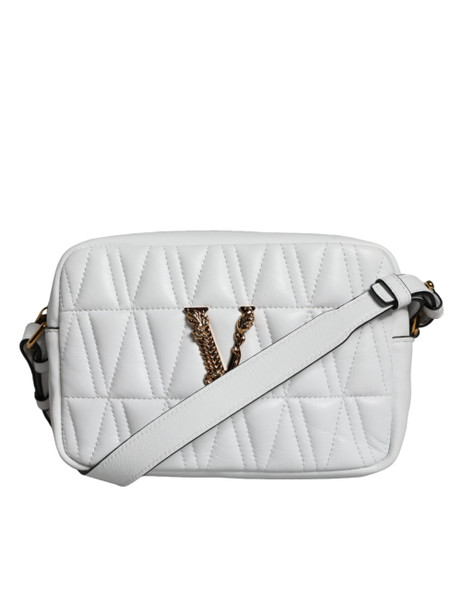 Versace White Quilted Nappa Leather Crossbody Shoulder Bag Versace White Quilted Nappa Leather Crossbody Shoulder Bag