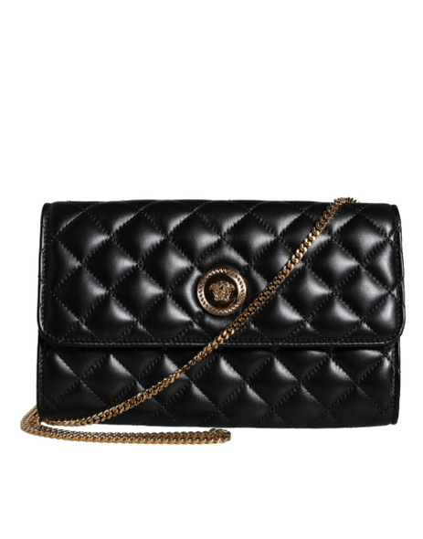 Versace Black Quilted Nappa Leather Crossbody Shoulder Bag Versace Black Quilted Nappa Leather Crossbody Shoulder Bag