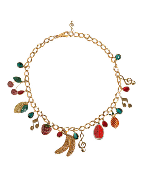 Gold Tone Brass Fruity Crystal Embellished Waist Chain Belt Gold Tone Brass Fruity Crystal Embellished Waist Chain Belt