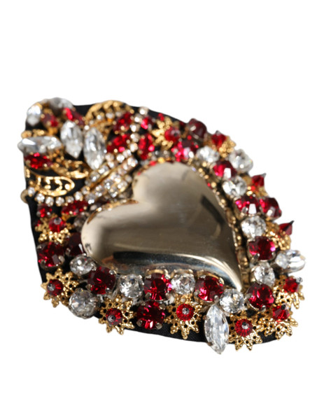 Dolce & Gabbana Gold Tone Brass Sacred Heart Crystal Embellished Brooch Dolce & Gabbana Gold Tone Brass Sacred Heart Crystal Embellished Brooch