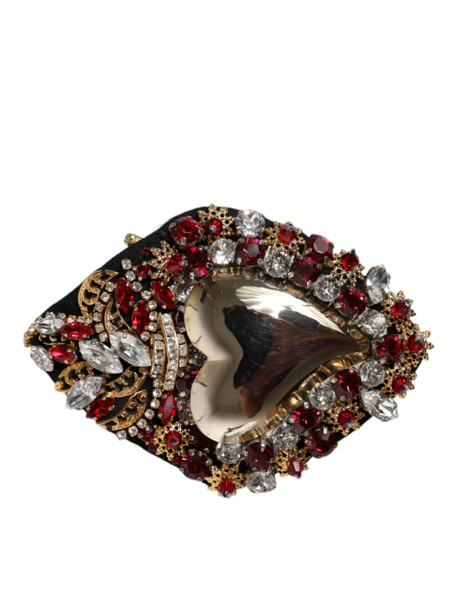 Dolce & Gabbana Gold Tone Brass Sacred Heart Crystal Embellished Brooch Dolce & Gabbana Gold Tone Brass Sacred Heart Crystal Embellished Brooch