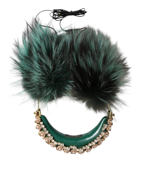 Green Gold Crystal Fur Headset Audio AUX Headphones Green Gold Crystal Fur Headset Audio AUX Headphones