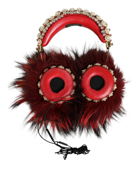 Red Gold Crystal Fur Headset Audio AUX Headphones Red Gold Crystal Fur Headset Audio AUX Headphones