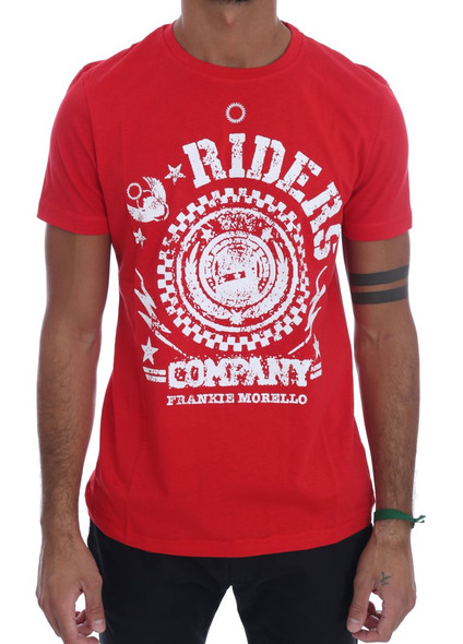 Frankie Morello Red Cotton RIDERS Crewneck T-Shirt Frankie Morello Red Cotton RIDERS Crewneck T-Shirt
