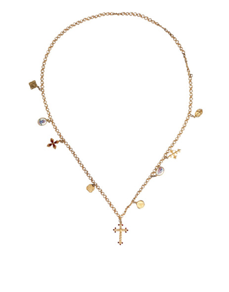 Dolce & Gabbana Gold Tone Brass Chain Religious Cross Pendant Necklace Dolce & Gabbana Gold Tone Brass Chain Religious Cross Pendant Necklace
