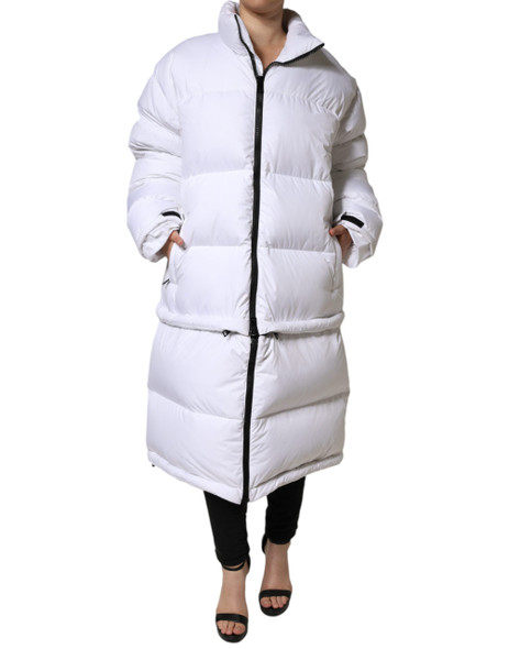 Dolce & Gabbana White Puffer Quilted Full Zip Coat Jacket Dolce & Gabbana White Puffer Quilted Full Zip Coat Jacket