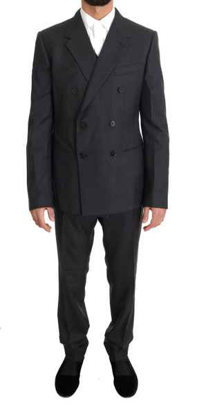 Dolce & Gabbana Gray Wool Silk Double Breasted Slim Suit Dolce & Gabbana Gray Wool Silk Double Breasted Slim Suit