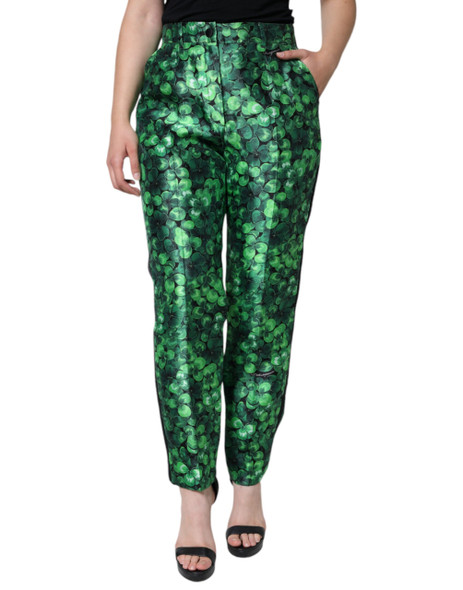 Green Clover Silk Satin High Waist Tapered Pants Green Clover Silk Satin High Waist Tapered Pants