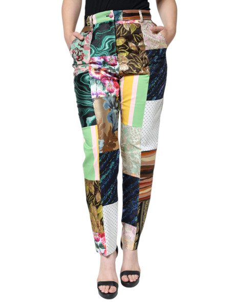 Dolce & Gabbana Multicolor Patchwork Jacquard High Waist Pants PAN74673 Dolce & Gabbana Multicolor Patchwork Jacquard High Waist Pants PAN74673