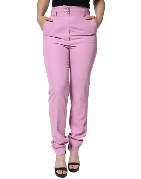 Pink Polyester High Waist Women Tapered Pants Pink Polyester High Waist Women Tapered Pants