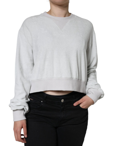 White Nylon Stretch Crew Neck Pullover Sweater White Nylon Stretch Crew Neck Pullover Sweater