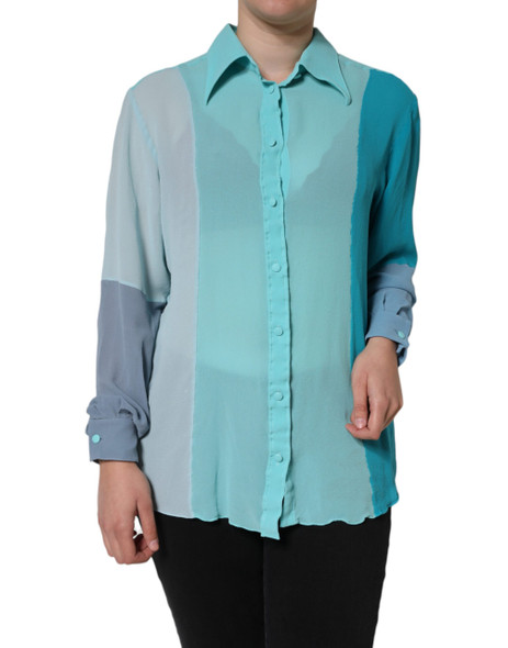 Multicolor Long Sleeve Button Blouse Top Multicolor Long Sleeve Button Blouse Top