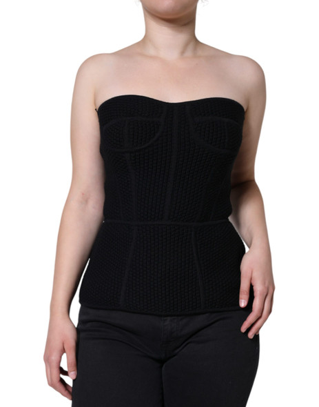Dolce & Gabbana Black Bustier Sleeveless Corset Blouse Top Dolce & Gabbana Black Bustier Sleeveless Corset Blouse Top