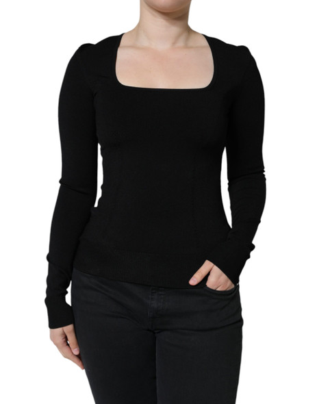Dolce & Gabbana Black Long Sleeves Blouse Square Neck Top TSH86615 Dolce & Gabbana Black Long Sleeves Blouse Square Neck Top TSH86615