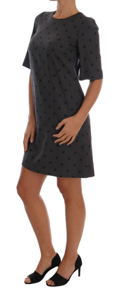 Gray Polka Dotted Sheath Wool Dress DR1216 Gray Polka Dotted Sheath Wool Dress DR1216
