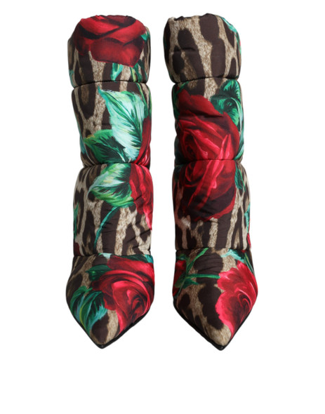Dolce & Gabbana Multicolor Leopard Rose Mid Calf Boots Shoes Dolce & Gabbana Multicolor Leopard Rose Mid Calf Boots Shoes