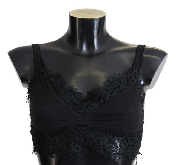 Dolce & Gabbana Black Floral Lace Stretch Bralette Underwear Dolce & Gabbana Black Floral Lace Stretch Bralette Underwear