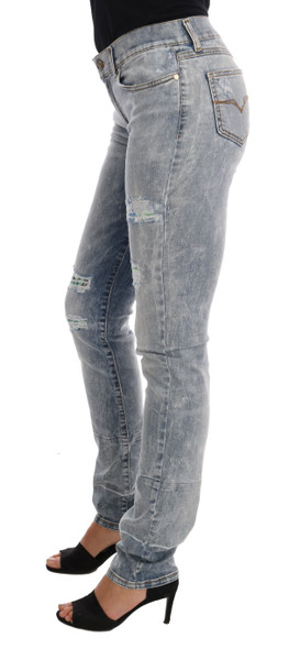 Blue Wash Torn Stretch Slim Fit Jeans Blue Wash Torn Stretch Slim Fit Jeans