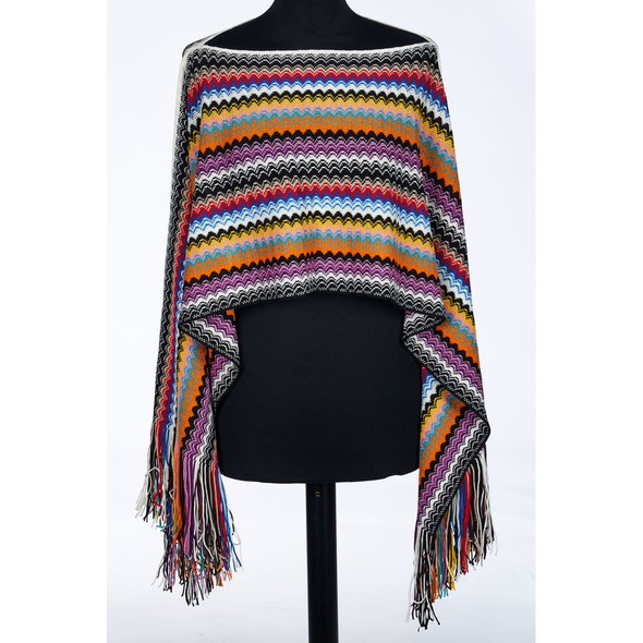 Multicolor Wool Women Poncho MI-24212 Multicolor Wool Women Poncho MI-24212