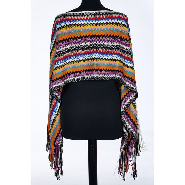 Multicolor Wool Women Poncho MI-24212 Multicolor Wool Women Poncho MI-24212