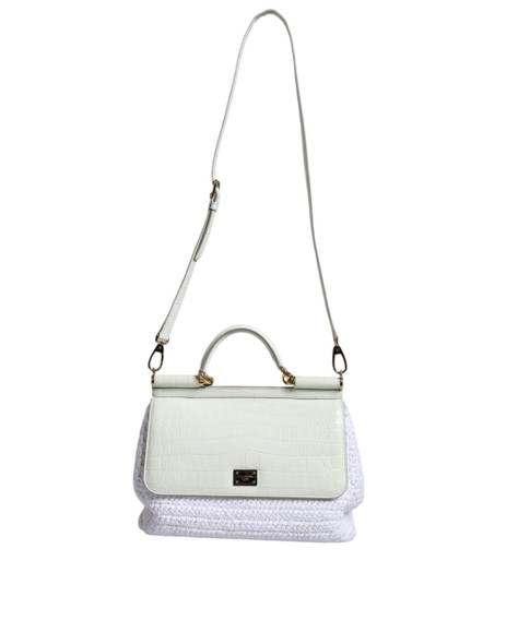White Rafia Leather SICILY Crossbody Bag White Rafia Leather SICILY Crossbody Bag