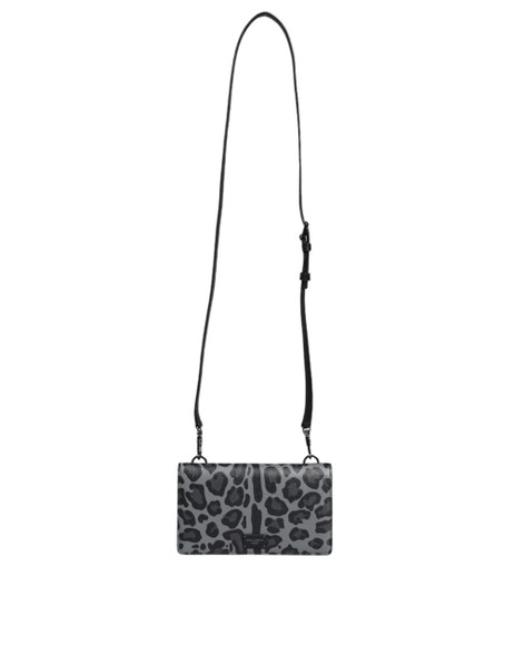 Black Gray Leopard Leather Bifold Card Slot Crossbody Bag Black Gray Leopard Leather Bifold Card Slot Crossbody Bag