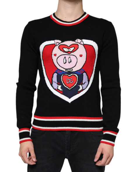 Black Cashmere Pig of the Year Pullover Sweater TSH86671 Black Cashmere Pig of the Year Pullover Sweater TSH86671