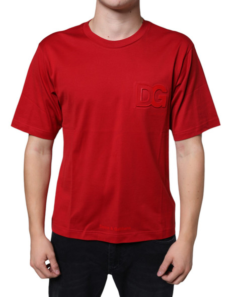 Red Cotton DG Logo Print Crew Neck T-shirt Red Cotton DG Logo Print Crew Neck T-shirt