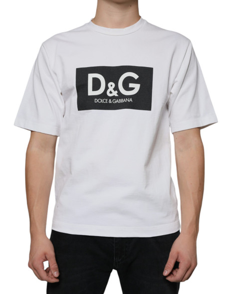 Dolce & Gabbana White Cotton DG Logo Print Casual T-shirt Dolce & Gabbana White Cotton DG Logo Print Casual T-shirt